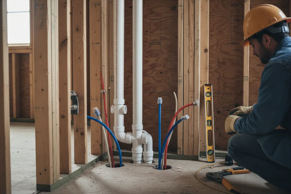 Drain and supply rough-in during Toilet Repair and Installation in Sterling